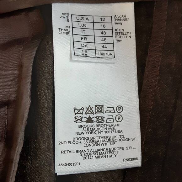 Brooks Brothers Wool Stretch Lucia Straight Leg Trousers Brown Mid Rise Pant 12 - Picture 9 of 14